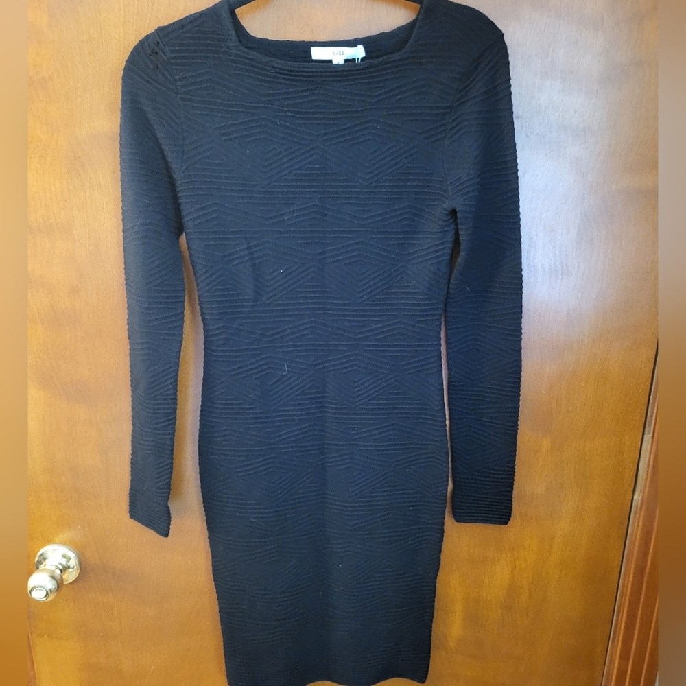 SVEE Ottoman Stich Dress Black Longsleeve NWT Size Small Super Fine Marino Wool